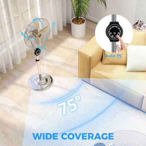 HOMCOM Metal Pedestal Fan with Oscillating, Adjustable Height, Timer