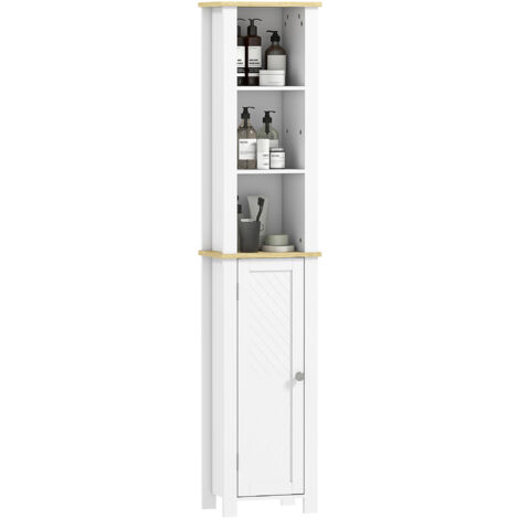 kleankin Slim Bathroom Storage Unit with Open Compartment, White (1/5)