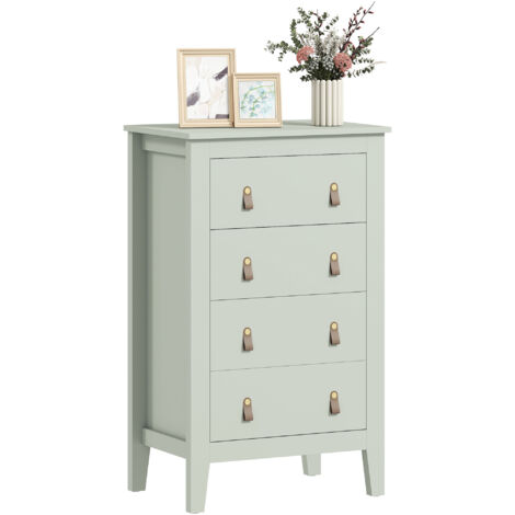 HOMCOM Bedroom Chest of Drawers, Modern 4 Drawer Dresser, Green