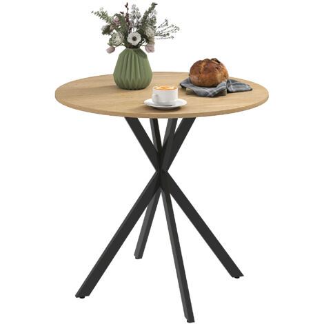 HOMCOM 80cm Round Dining Table, Industrial Kitchen Table with Steel Legs