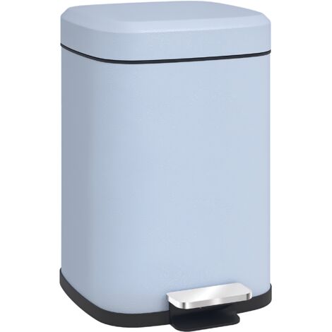 HOMCOM Kitchen Pedal Bin, Metal Rubbish Bin with Soft-close Lid 12L-Light Blue (1/5)