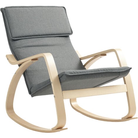 HOMCOM Comfortable Relax Rocking Chair with High Back, Grey