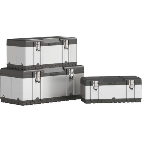"HOMCOM 3 Pieces Tool Case Set, 23"" 19"" 16"" Stainless Steel Tool Boxes" (1/5)