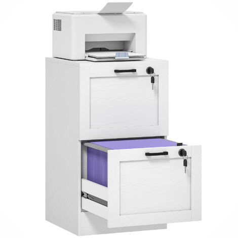 HOMCOM 2-Drawer File Cabinet, Lockable Filing Cabinet for A4 Letter, White