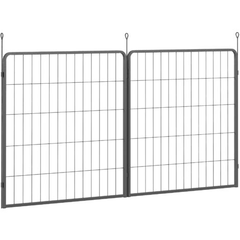 PawHut 2 Piece Expansion Pack Dog Pen for Medium Dogs, 80cm Tall, Black (1/5)