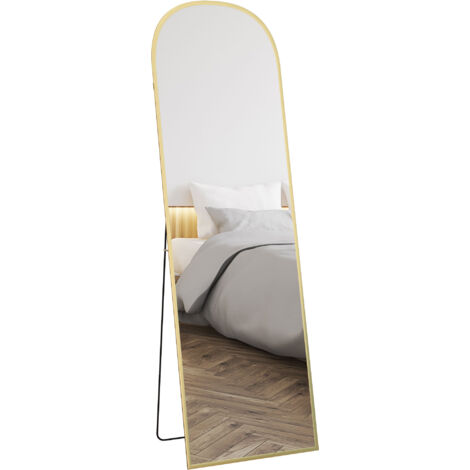HOMCOM Full Length Mirror with Aluminium Alloy Frame Hanging or Leaning Gold