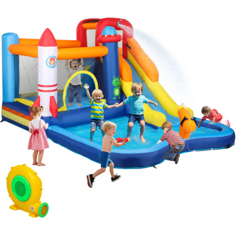 AIYAPLAY 5 in 1 Bouncy Castle for Children with 550W Blower, Water Slide