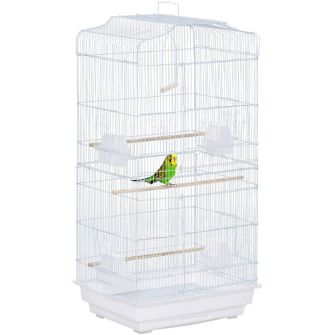 PawHut 92cm Large Bird Cage with Perches, Food Bowls, Swing, White
