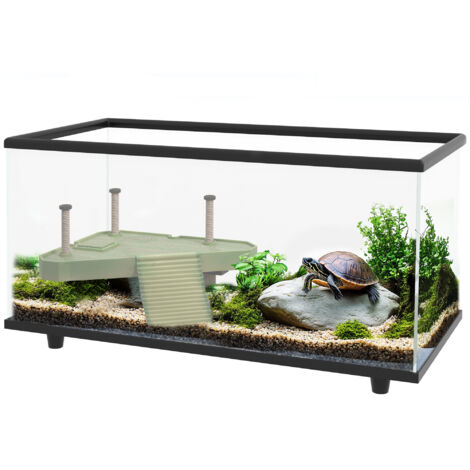 PawHut Turtle Tank 28L Glass Turtle Aquarium w/ Easy-Drain 60 x 30 x 32cm