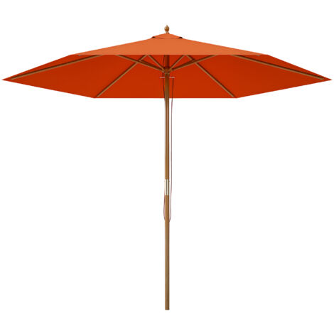 Outsunny 2.5m Wood Garden Parasol Sun Shade Patio Outdoor Wooden Umbrella Canopy Orange