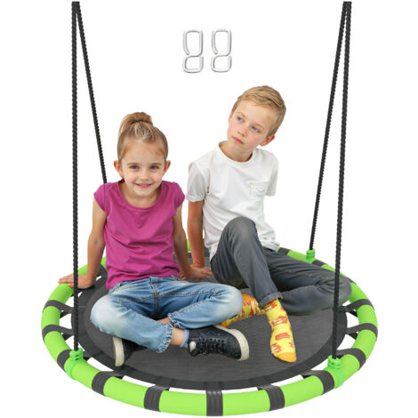 AIYAPLAY Kid Nest Swing Seat, 100cm Diameter Round Saucer Swing Set, Black (1/5)