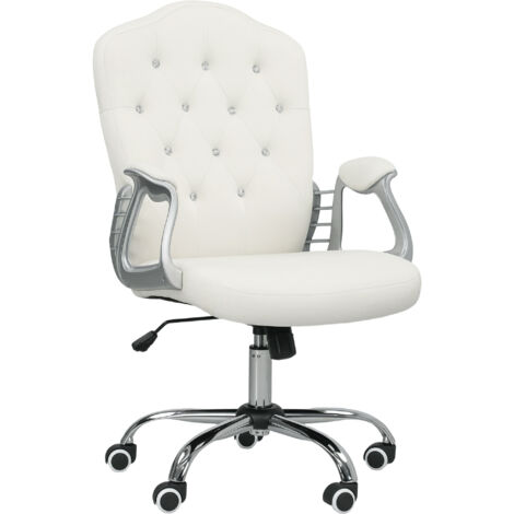 Vinsetto Home Office Chair with Adjustable Height Tilt Function Cream White