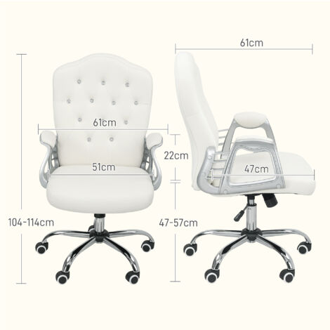Vinsetto Home Office Chair with Adjustable Height Tilt Function Cream White