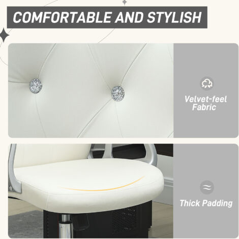 Vinsetto Home Office Chair with Adjustable Height Tilt Function Cream White