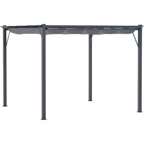 Outsunny 3x3(m) Pergola Gazebo Sun Shade Shelter Aluminium Garden Canopy Dark Grey
