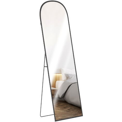 HOMCOM Full-Length Mirror with Aluminium Frame, Wall-Mounted or Freestanding