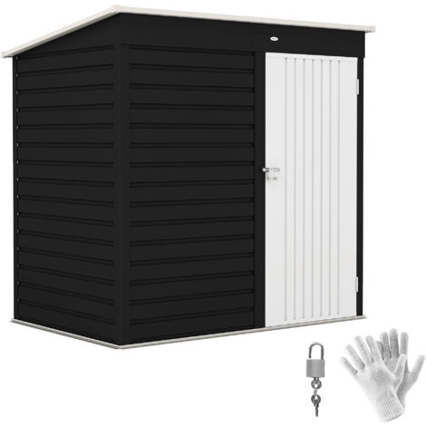 Outsunny 6 x 4ft Metal Garden Shed with Lockable Door and Gloves, Dark Grey
