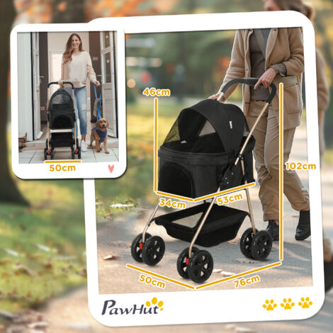 PawHut 3-in-1 Pet stroller with Detachable Carrier for Mini Dogs, Black