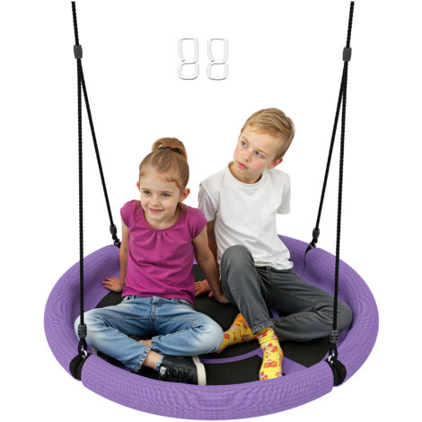 AIYAPLAY Nest Swing Set, 100 cm Saucer Tree Swing Set for Kids, Purple