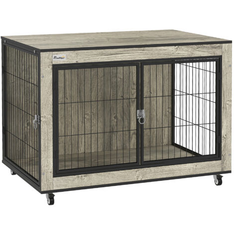 PawHut Dog Crate Furniture on Wheels, for Medium Dogs