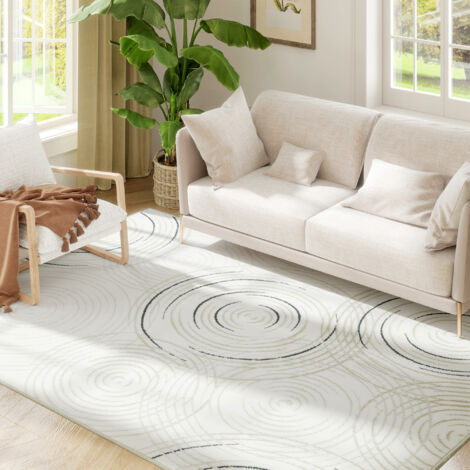 HOMCOM Swirl Pattern Washable Area Rug, Allergy-Friendly Floor Carpet ...
