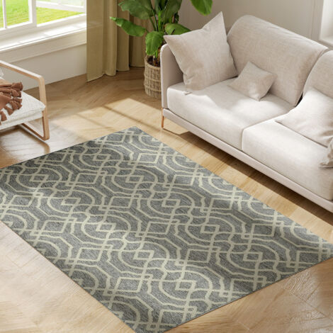HOMCOM Easy-Cleaning Machine Washable Rug for Home, Patio, Garden, Grey