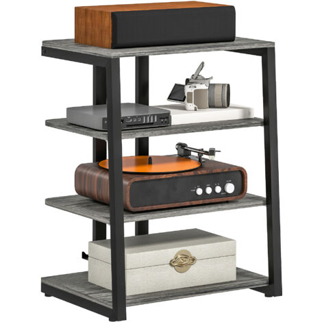 "HOMCOM Corner TV Unit for 28"" TVs with Shelves, Extension Lead Holder Dark Grey"
