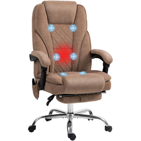 Vinsetto Massage Office Chair, Heated Reclining Desk Chair, Brown (1/5)