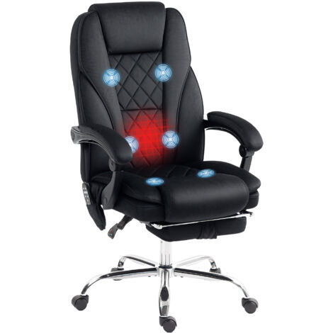 Vinsetto Massage Office Chair, Heated Reclining Desk Chair, Black