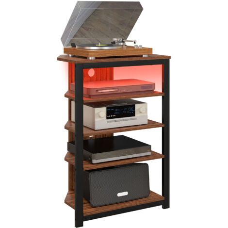 "HOMCOM TV Stand with Lights, 4-Tier Storage Shelves for TVs up to 29""" (1/5)