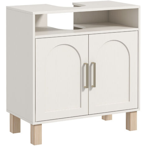 HOMCOM Under Sink Bathroom Cabinet for Basin without Pedestal, Cream White (1/5)