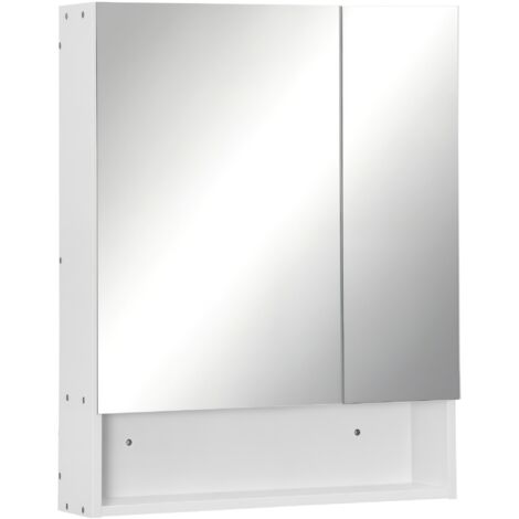 kleankin Wall Mount Medicine Cabinet with Mirror and Adjustable Shelf, White (1/5)