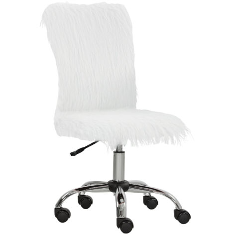 HOMCOM Armless Makeup Vanity Chair, 360 Degree Swivel Computer Chair, White (1/5)