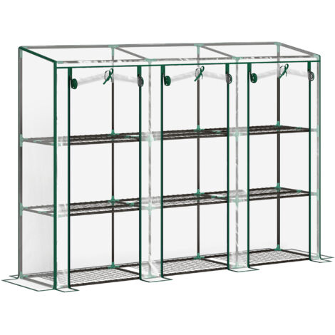 Outsunny 3 Tier Lean-to Mini Greenhouse with Plastic Cover, Clear (1/5)