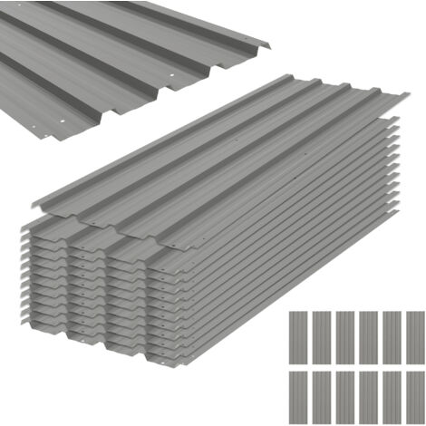 Outsunny Pack of 12 Metal Roofing Sheets for Greenhouse and Shed Light Grey