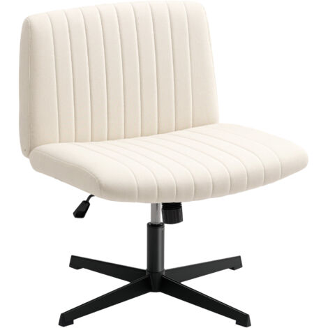 HOMCOM Linen Criss Cross Legged Office Chair with Tilt Function, Cream (1/5)