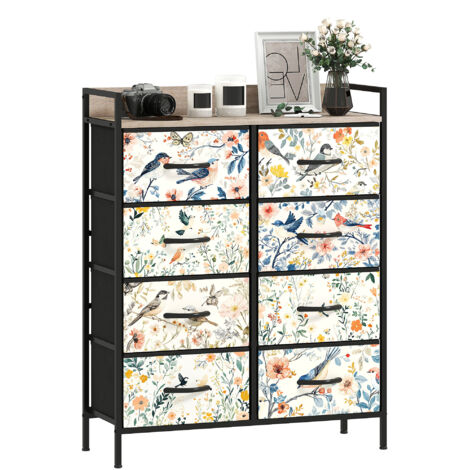 HOMCOM 8-Drawer Chest of Drawers, Fabric Dresser, White