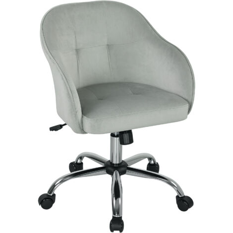 HOMCOM Vanity Chair for Desk, with Height Adjustable, Wheels, Grey (1/5)