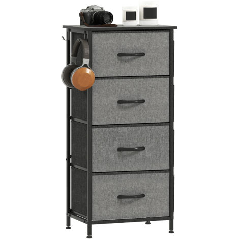 HOMCOM Fabric Chest of Drawers, 4 Drawer Dresser for Bedroom, Charcoal Grey