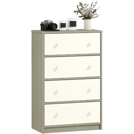 HOMCOM Chest of Drawers, 4 Drawer Dresser for Bedroom, White and Grey (1/5)