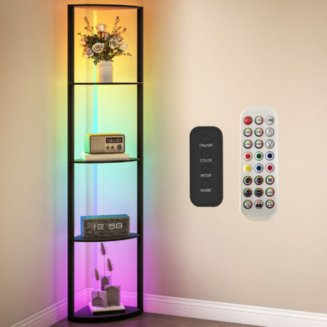 HOMCOM RGB LED Floor Lamp with Shelves and Remote Control for Living Room (1/5)