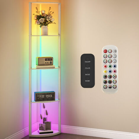HOMCOM RGB LED Floor Lamp with Shelves and Remote Control for Living Room (1/5)