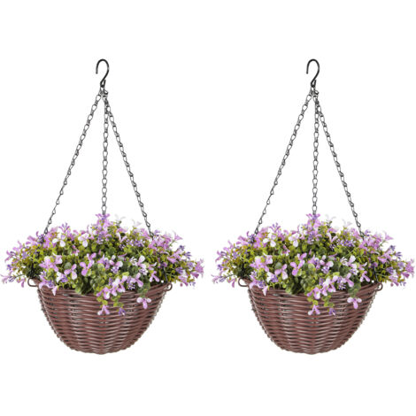HOMCOM Artificial Flowers in Basket Set of 2 with 75 Leaves and 15 Flowers (1/5)