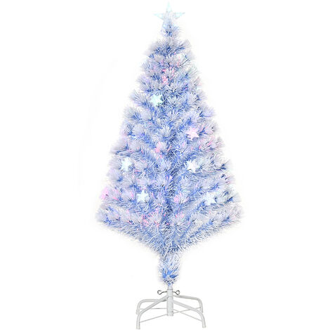 HOMCOM 16 Light Artificial Christmas Tree Decor Easy Store White Blue 4FT