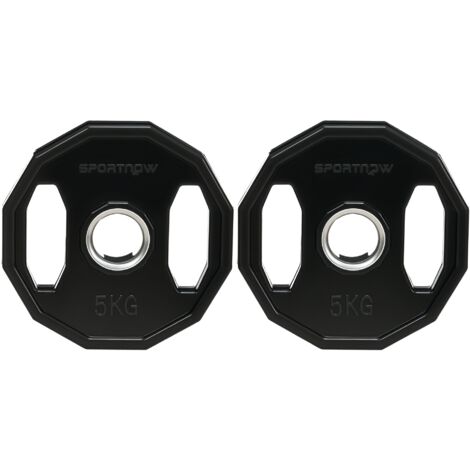 "SPORTNOW Olympic Weight Plates Set with 2""/5cm Holes for Home Gym, 2 x 5kg"