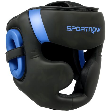 SPORTNOW Boxing Headguard w/ Adjustable Strap for Sparring, Kickboxing, Blue
