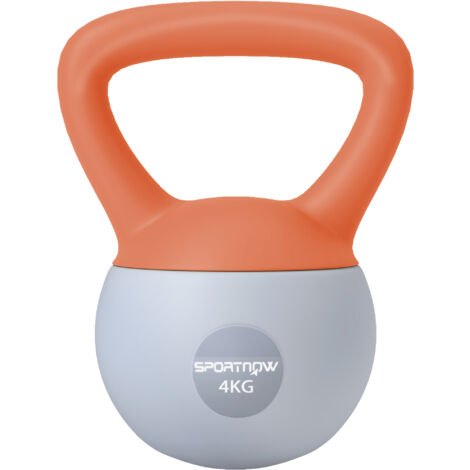 SPORTNOW 4KG Kettlebell with Soft Body and Non-Slip Handle, Orange and Grey