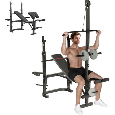 SPORTNOW Multi-Exercise Incline/Flat Weight Bench with Bench Press Rack