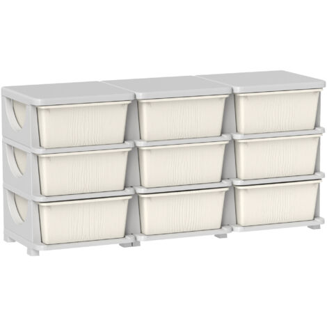 HOMCOM Kids Storage Units with Drawers 3 Tier Chest Dresser Tower Cream (1/5)