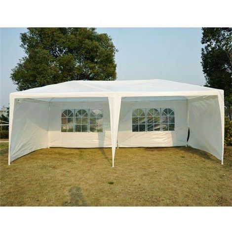 Outsunny 6m x 3m Garden Heavy Duty Gazebo Marquee Party Tent Wedding Canopy Outdoor (White)